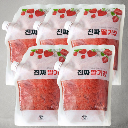 딸기청 - 푸드마실 진짜 딸기청 카페용 대용량 수제 과일청, 5개, 1kg