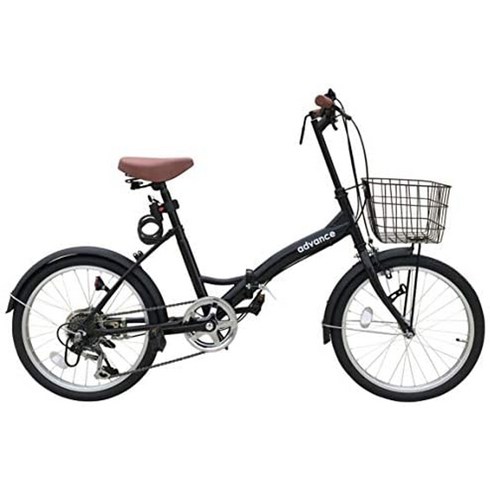 advance 성인 접이식 자전거 20인치 바구니 6단 변속 206-2, 블랙