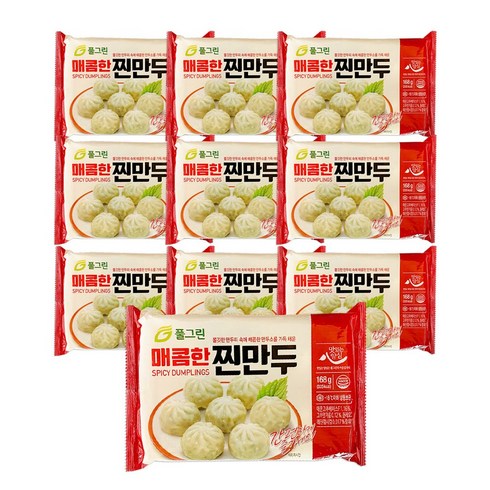 풀그린 렌지용 6구 매콤한찐만두 168g x 10팩, 1세트