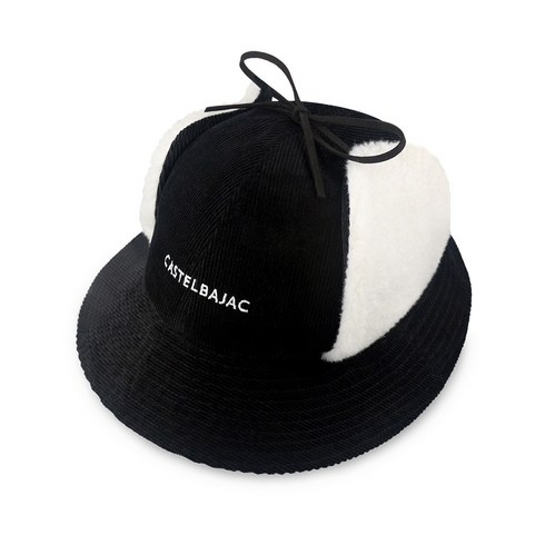 까스텔바작 여성용 골프 코듀로이 리본 귀도리 벙거지 CSW-169, 블랙, 1개