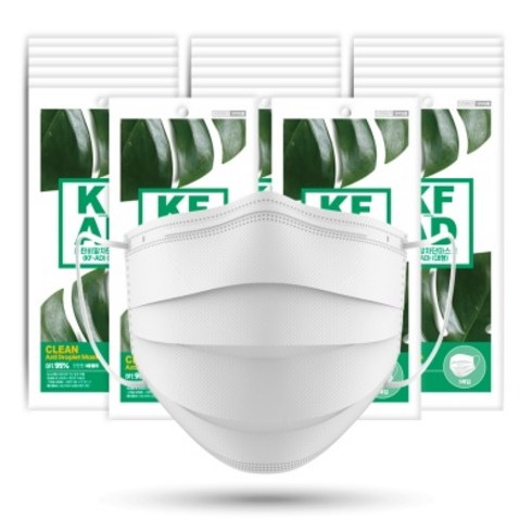 클린 KF-AD 덴탈 마스크 비말차단 식약처허가 대형, 50개입, 2개, 화이트