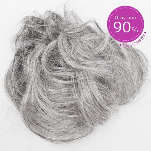 여우가발 더 그레이 볼륨커버 흰머리 90% 정수리 부분가발 W2092, 10cmx9cm/15cm, 새치혼합모(90%), 1개