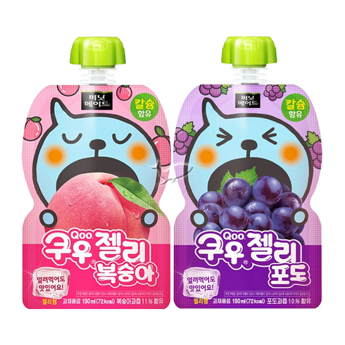 미닛메이드 쿠우젤리 2종 복숭아 5개+포도 5개 총10개, 혼합, 130ml