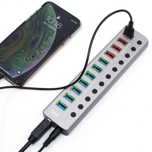 NEXI USB3.0 7포트+충전 4포트+PD 1포트 유전원허브 NX812