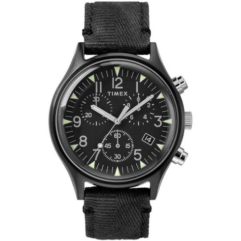 Timex MK1 스틸 크로노그래프 42mm 블랙 다이얼 시계 TW2R68700 143999