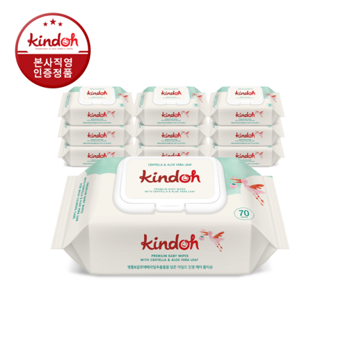 킨도 프리미엄 아기물티슈 그린 70매x10팩 70g 대용량물티슈 손소독티슈, 단품, 10개