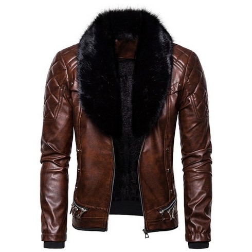 남성가죽자켓 오버핏 라이더 2023 New Design Motorcycle Bomber Add Wool Leather Jacket Men Autumn Turn Down Fur Co