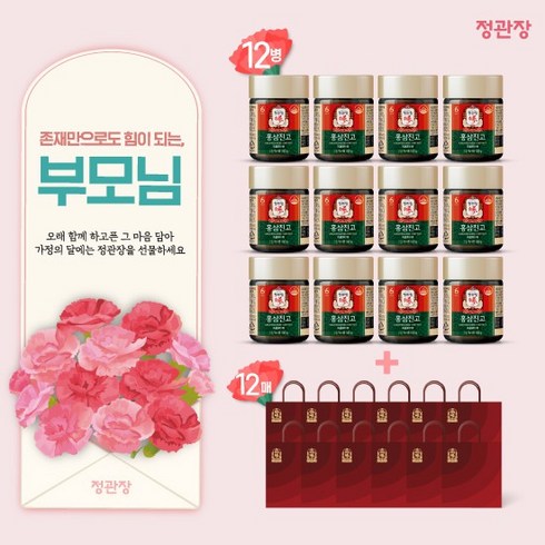 정관장 홍삼진고 12병+쇼핑백12장, 없음