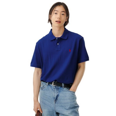 폴로 랄프로렌 POLO RALPH LAUREN 23%추가적립 커스텀 슬림핏 메시 폴로 셔츠 블루 체육대회 반티 단체티