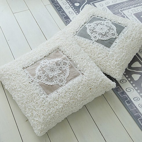 퓨어레이스 면 방석 (솜포함) - 2color, 솜포함:베이지