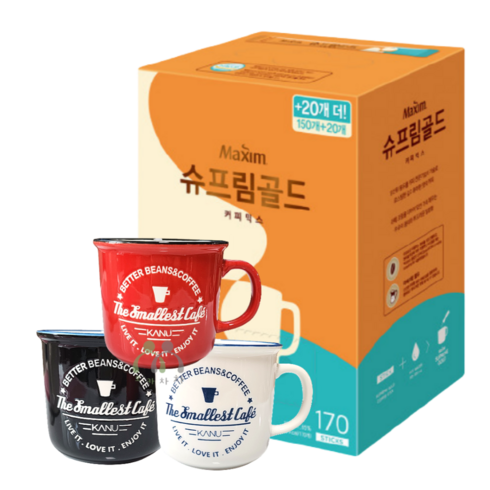 2023년 가성비 최고 맥심슈프림골드170 - 맥심 슈프림골드 170T+머그컵 1개(랜덤색상)