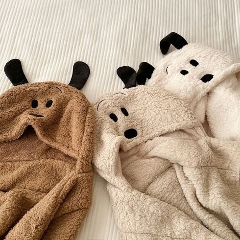 바닐라제이 귀여운 강아지 모자 후드 담요 입는담요 망토 블랭키