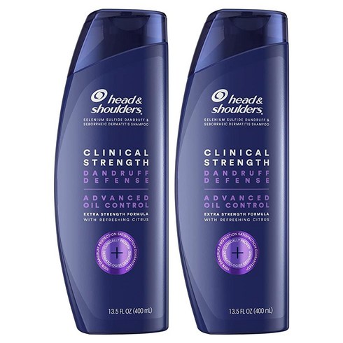 Head & Shoulders 클리니컬 스트렝스 비듬 샴푸 리프레싱 시트러스 13.5 oz 2팩 어드밴스드 오일 컨트롤, 2개