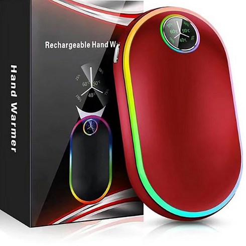 2023년 가성비 최고 hot-7800 - 다큐브 레인보우 USB 충전식 손난로 보조배터리 7800mAh 휴대용 미니 핫팩 레드색상, 레드