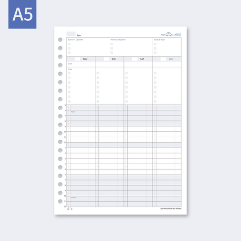 삼성노트속지 - 3P바인더 프리미엄 A5 주간 스케줄 바인더속지 업무용 학습용 선물용 졸업선물