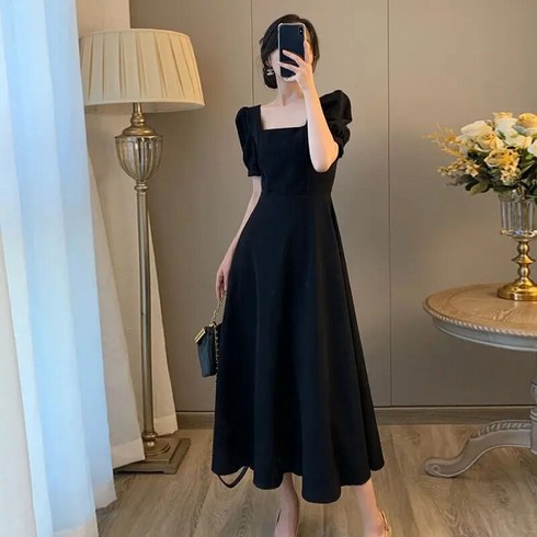 날씬해보이는 이브닝 저렴한 패션 블랙 미디 파티 드레스 럭셔리 디자이너 맥시 캐주얼