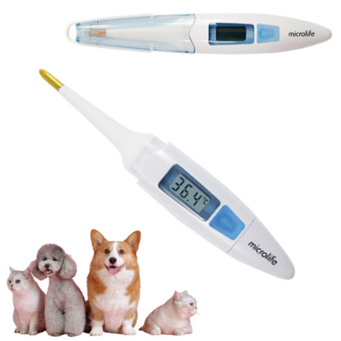 [반려동물] 스틱형 10측정 강아지 고양이 직장 항문 체온계 (생활방수/플레시블팁) 마이크로라이프 10초측정 1개+알콜솜20매, 1세트