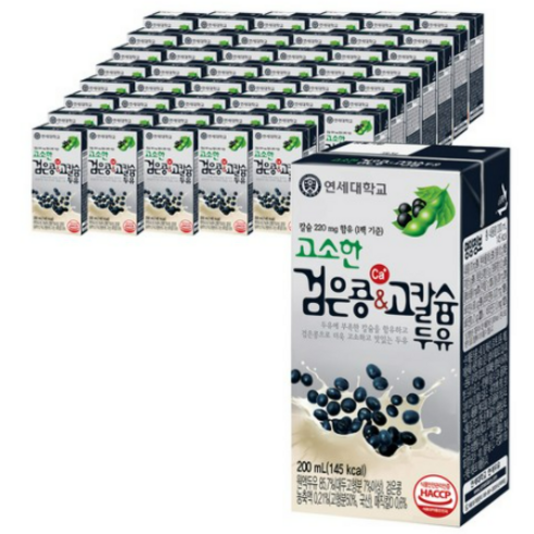 연세두유 고소한 검은콩 & 고칼슘 두유, 200ml, 72개