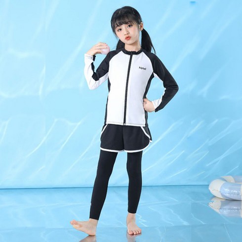 어린이래쉬가드세트 - 어린이 래쉬가드+반바지+레깅스 쓰리피스 수영복 세트