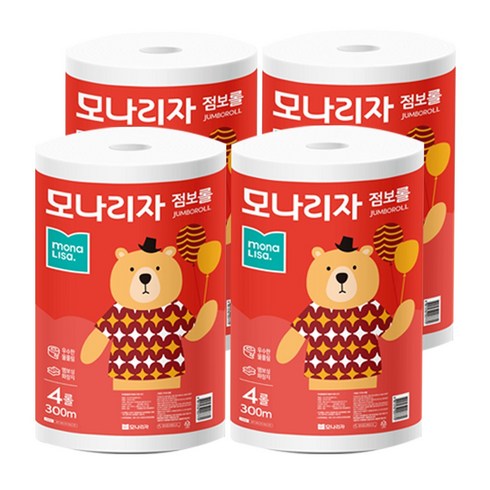 모나리자 점보롤 300m 녹스 1박스, 4롤, 4개