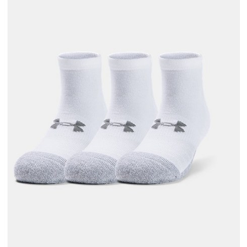 [언더아머 본사]성인용 HeatGear 로 컷 삭스 3팩 1346753-100, White-M