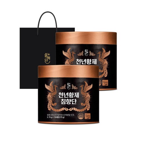 개성인삼 천년황제 침향단 100환 x 2통(총 200환) +선물용쇼핑백, 천년황제 침향단 100환 x 2통, 2개