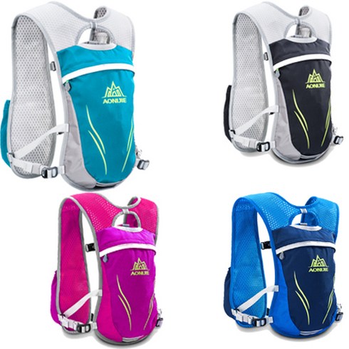 오니지 초경량 통기성 트레일 러닝백팩 라이딩 자전거 가방 워터백 물통조끼, 블루, 백팩 + 500ml 소프트 플라스크*2