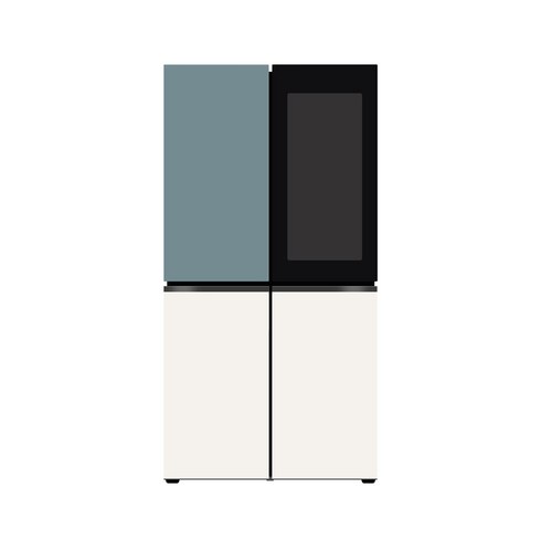 [색상선택형] LG전자 디오스 오브제컬렉션 노크온 4도어 냉장고 메탈 870L 방문설치, T873MTE312, 클레이민트(상), 베이지(하)