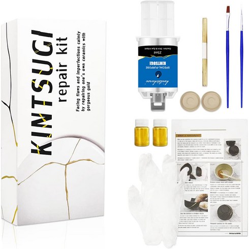 킨츠키 도자기접시수리키트 크래프트 Kintsugi Repair Kit Gold, 1개, 골드