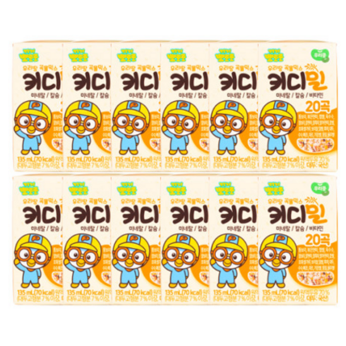 뽀로로 키디밀 성장 밸런스 음료 135ml, 96개, 두유