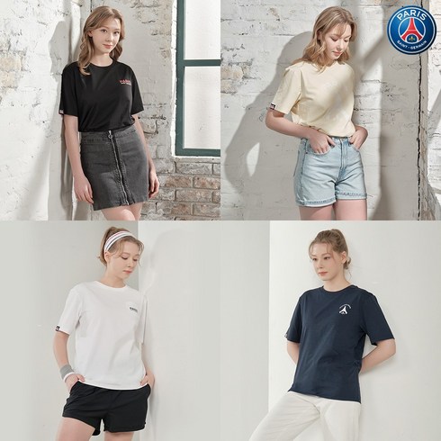 24SS 남여공용 에센셜 반팔 티셔츠 4종 - [PSG] 여성 베이직 반팔 티셔츠 4종세트