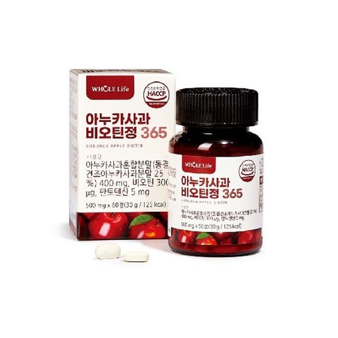 홀라이프 아누카사과 비오틴정 365 60정 x 6병 (12개월분), 30g, 6개