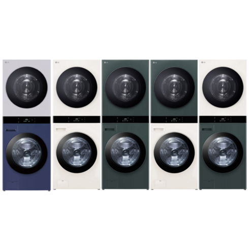 [모바일라이브]LG 오브제 워시타워 세탁건조기 [WL22YMZU/WL22EEZU/WL22EGZU/WL22GGZU/WL22GEZU], 세탁기 : 그린 / 건조기 : 베이지