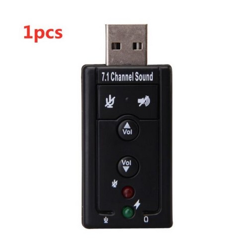1/2/3/4/5pcs USB 외부 7.1 채널 가상 오디오 사운드 카드 어댑터 (PC 데스크탑 노트북 용) 외부 미니 USB 가상 어댑터, [01] Black, 1개, 하나