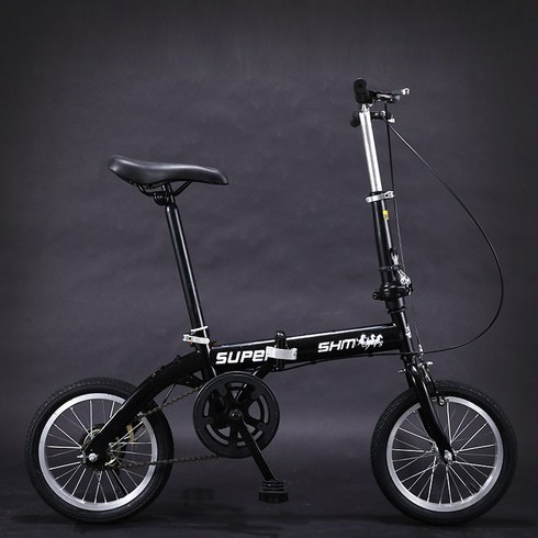 2023년 가성비 최고 에이스오픽스 - 에이스오픽스 미니벨로 16인치 14인치 접이식 미니 초경량 휴대용 성인 어린이 학생 남녀 소형 휠 가변 속도 디스크 브레이크 자전거, 1.14인치 14인치 싱글 스피드 브레이크 로우 블랙