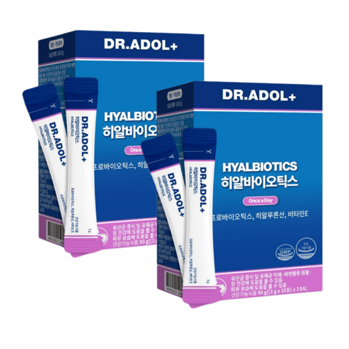 닥터아돌 여성질 유산균 유래 히알바이오틱스 피부건강 3g 30포 X 2박스 DR.ADOL+, 닥터아돌 히알바이오틱스 피부건강 3g 30포 X2박스