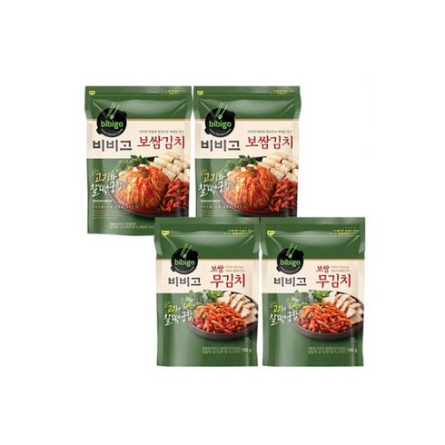 비비고보쌈김치 - 비비고 시원 아삭한 별미 보쌈김치 400gX2 + 보쌈무김치 150gX2, 1세트, 150g