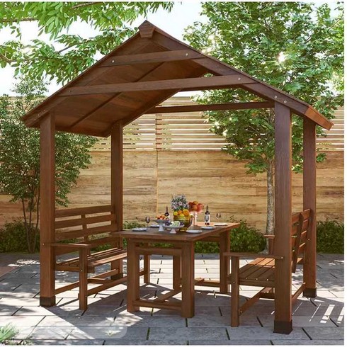 정자 원두막 파고라 방갈로 정원 조립식, 3m x 1.3m 격자 (옆면격자 포함)브라운