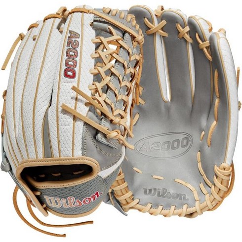 윌슨 A2000 외야 패스트피치 글러브 12.5인치, Right Hand Throw, White/Grey/Blonde, 1개