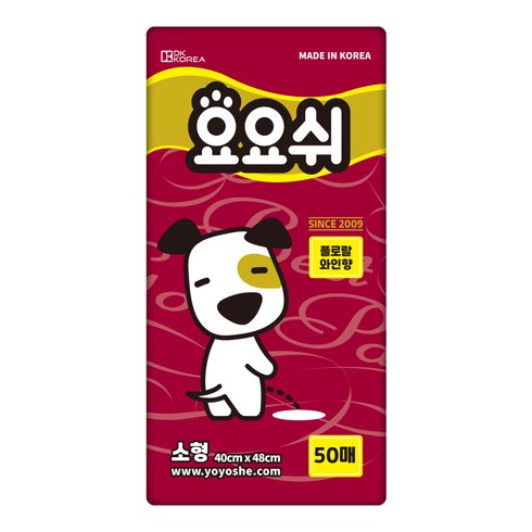 2023년 가성비 최고 요요쉬패드 - 요요쉬 배변패드 소형 (40X48cm) 와인 플로랄와인향 50매, 1개입