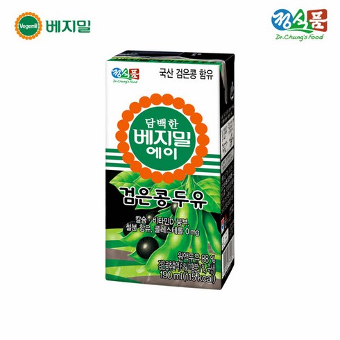 [베지밀] 담백한 에이 검은콩 두유 190mlx32팩, 190ml, 32개