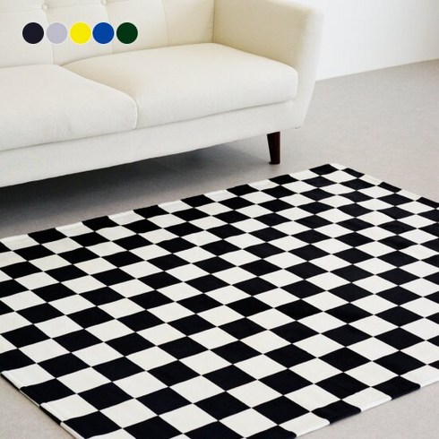 인룸 체커보드 극세사 포인트 러그