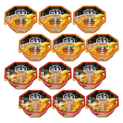 일본 닛신 식품 라오 컵라면 쇼유 6개 + 미소 6개 세트 미소라멘 된장라멘 쇼유라멘 쇼유라면