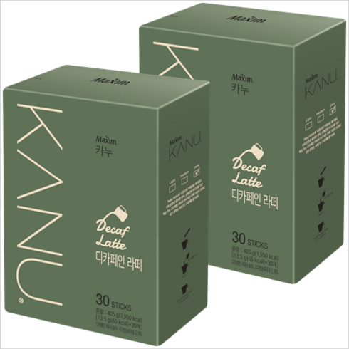 맥심 카누디카페인라떼30Tx2개, 1개, 30개, 단일