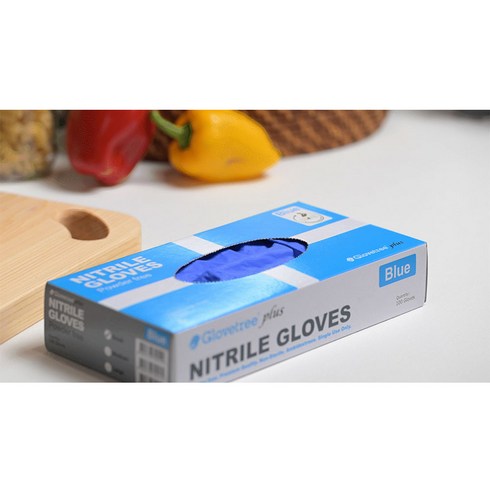 글러브트리 식품용 요리용 일회용 니트릴 고무 장갑 블루 100매 고중량 4g, 1박스, 중(M), 블루 4g