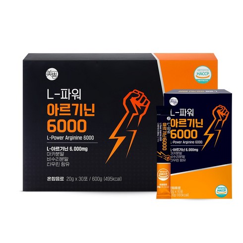 미쁨생활건강 L-파워 아르기닌6000 고함량 마카 블루베리 헛개 아연 타우린, 1개, 30포