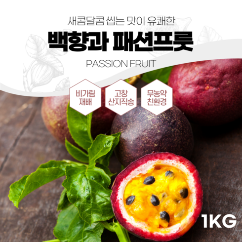 백향과 - [산지지송] 이브팜 패션후르츠 passion fruit 백향과 최상급 첫출하 한정물량, 1박스, 1kg