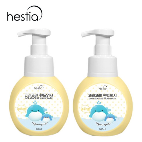 [헤스티아] 고래고래 버블 핸드워시 향균 99.9%, 파우더향, 4통, 300ml