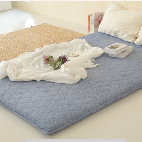 사계절 두꺼운 접이식 토퍼 돌침대 흙침대 매트리스, 블루