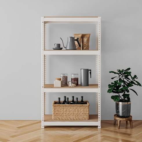 스피드랙 국내 제조 라이트 무볼트 조립식 철제 앵글 선반, 화이트, 4단